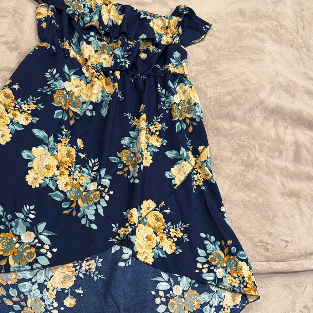 SHEIN Navy Blue Floral Maxi Dress